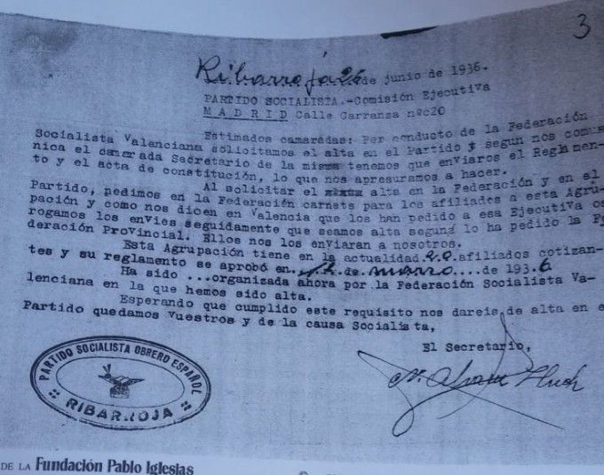 Acta fundacional pspv ribaroja