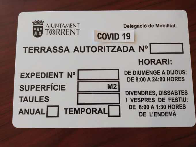 PLACA AUTORIZACIÓN TERRAZA