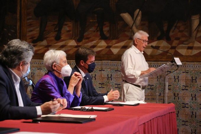 Raimon, en un acte celebrat en el Palau de la Generalitat