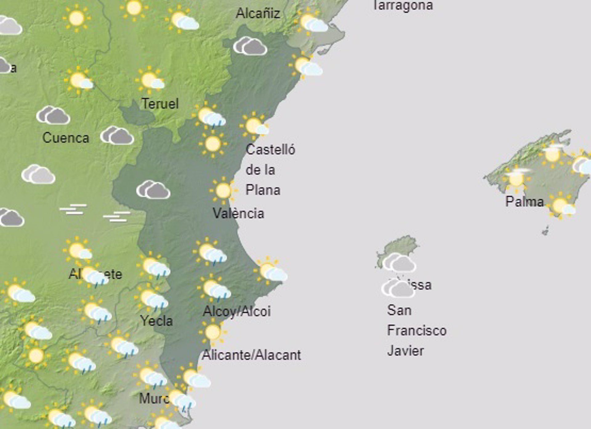 Oratge previst per a aquest dissabte