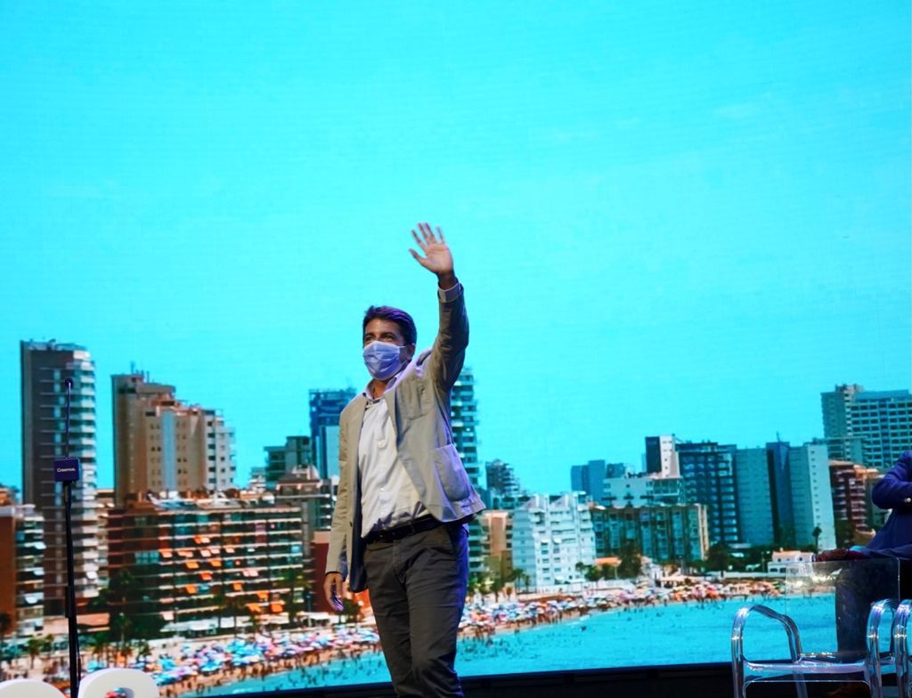 El presidente del Partido Popular de la Comunitat Valenciana, Carlos Mazón, durante la Convención Nacional del PP