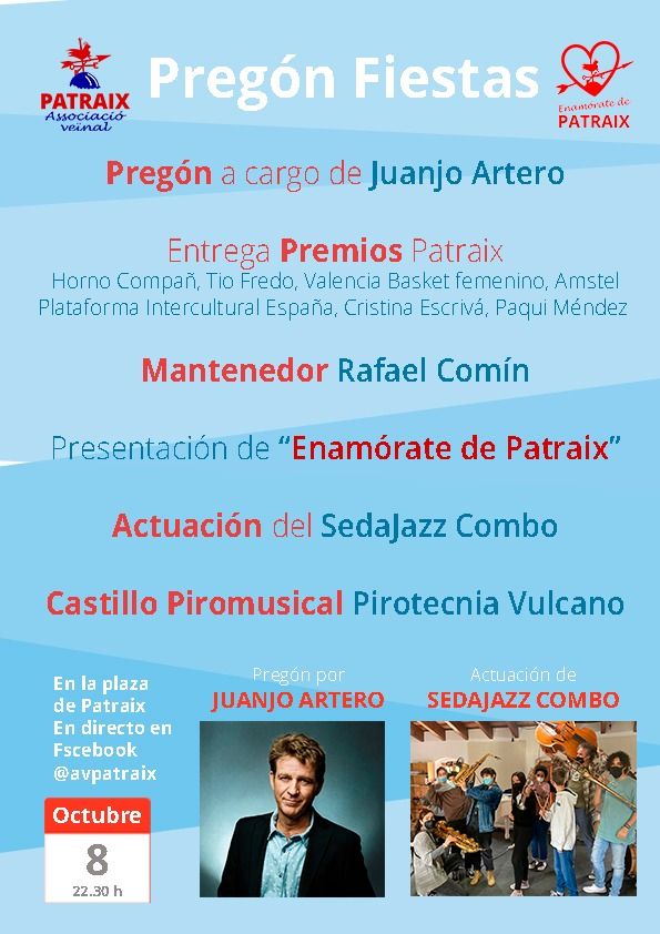 Programació de les festes de Patraix per al 8 d'octubre de 2021