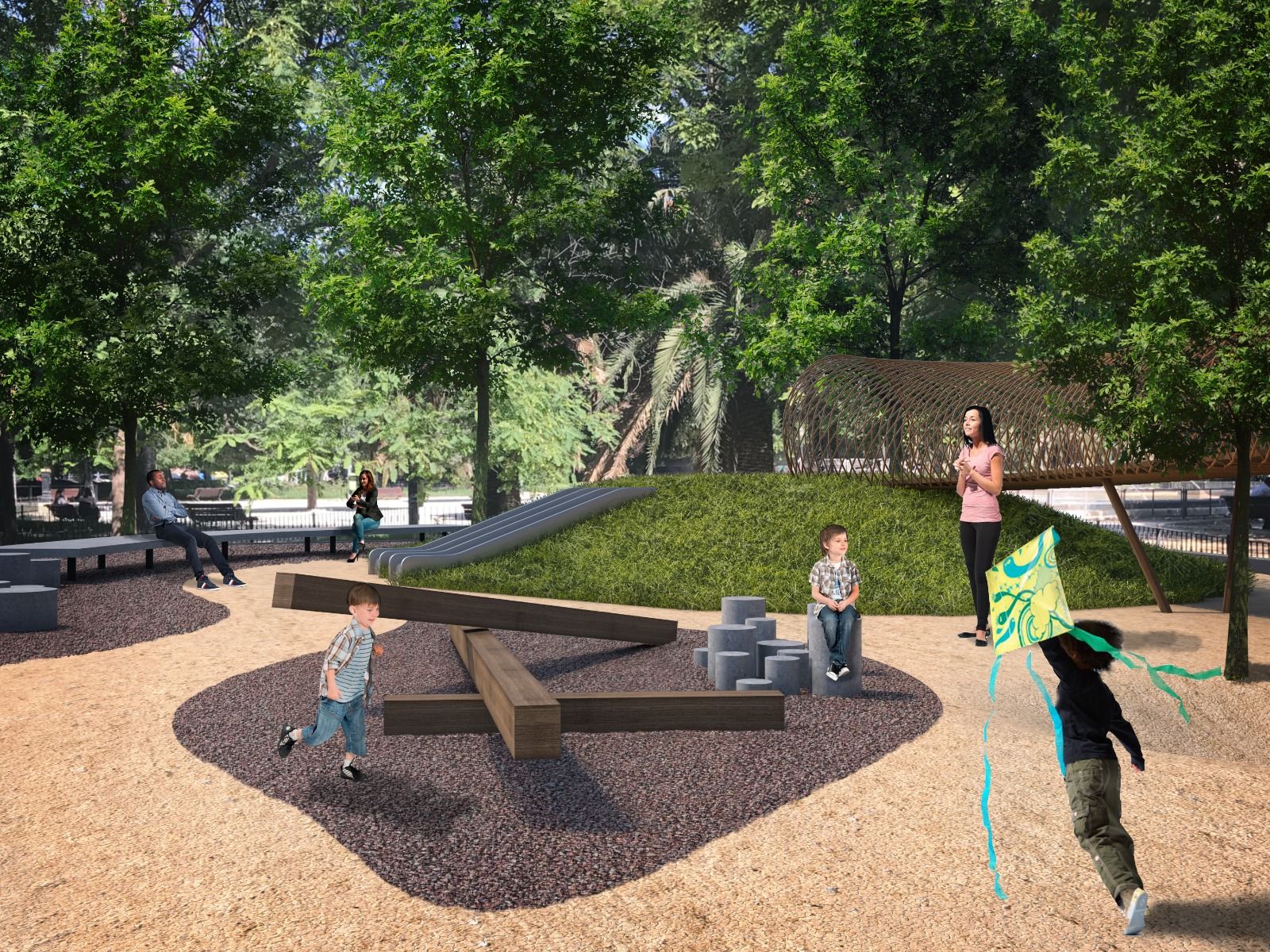 Recreación del jardín en el Parque Enrique Granados