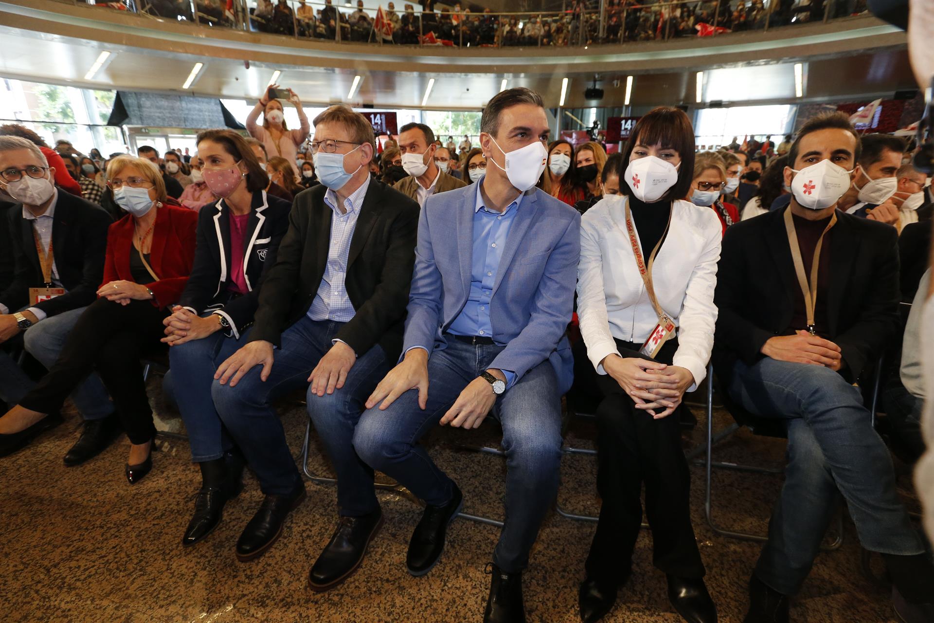 Reyes Maroto, Ximo Puig, Pedro Sánchez, Diana Morant y José Muñoz