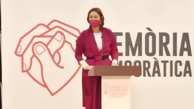 La consellera de Calidad Democrática, Rosa Pérez Garijo, durante el acto