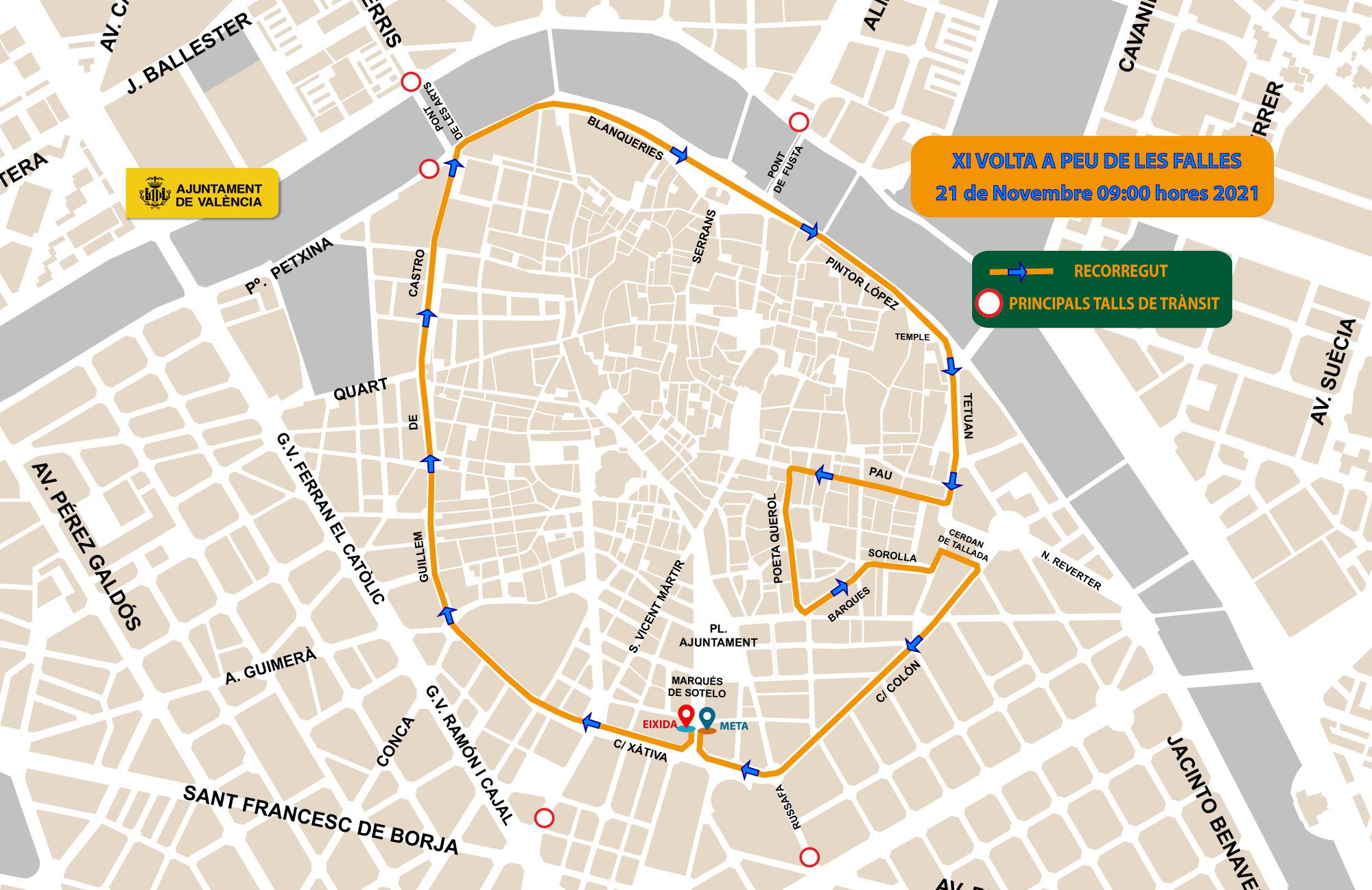 Plànol de la Volta a Peu de les Falles 2021