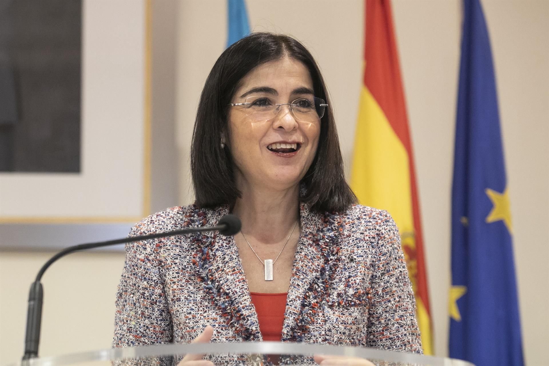 La ministra de Sanitat, Carolina Darias, compareix en roda de premsa posterior al Consell Interterritorial de Salut