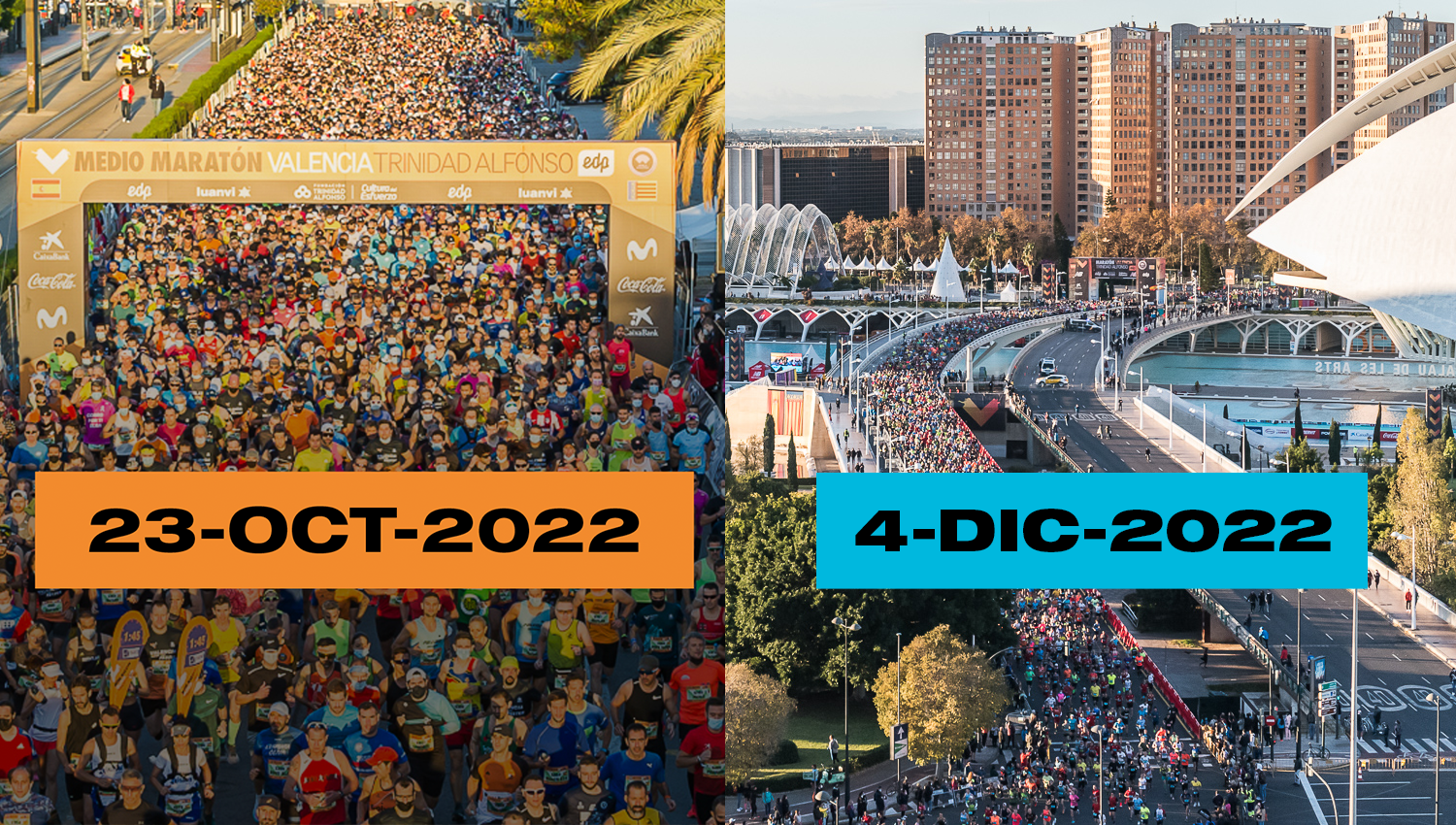 Cartel de la Media Maratón y la Maratón de València con las fechas de 2022