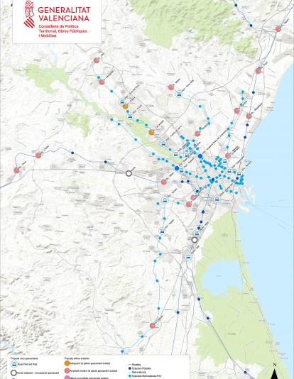 Mapa de los aparcamientos disuasorios del área metropolitana de València Mapa de los aparcamientos disuasorios del área metropolitana de València