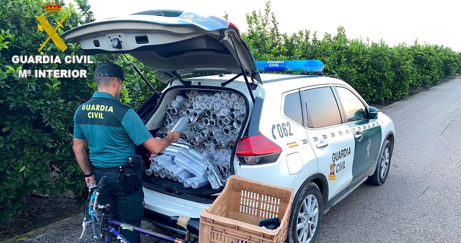 Rollos de aluminio incautados por la Guardia Civil