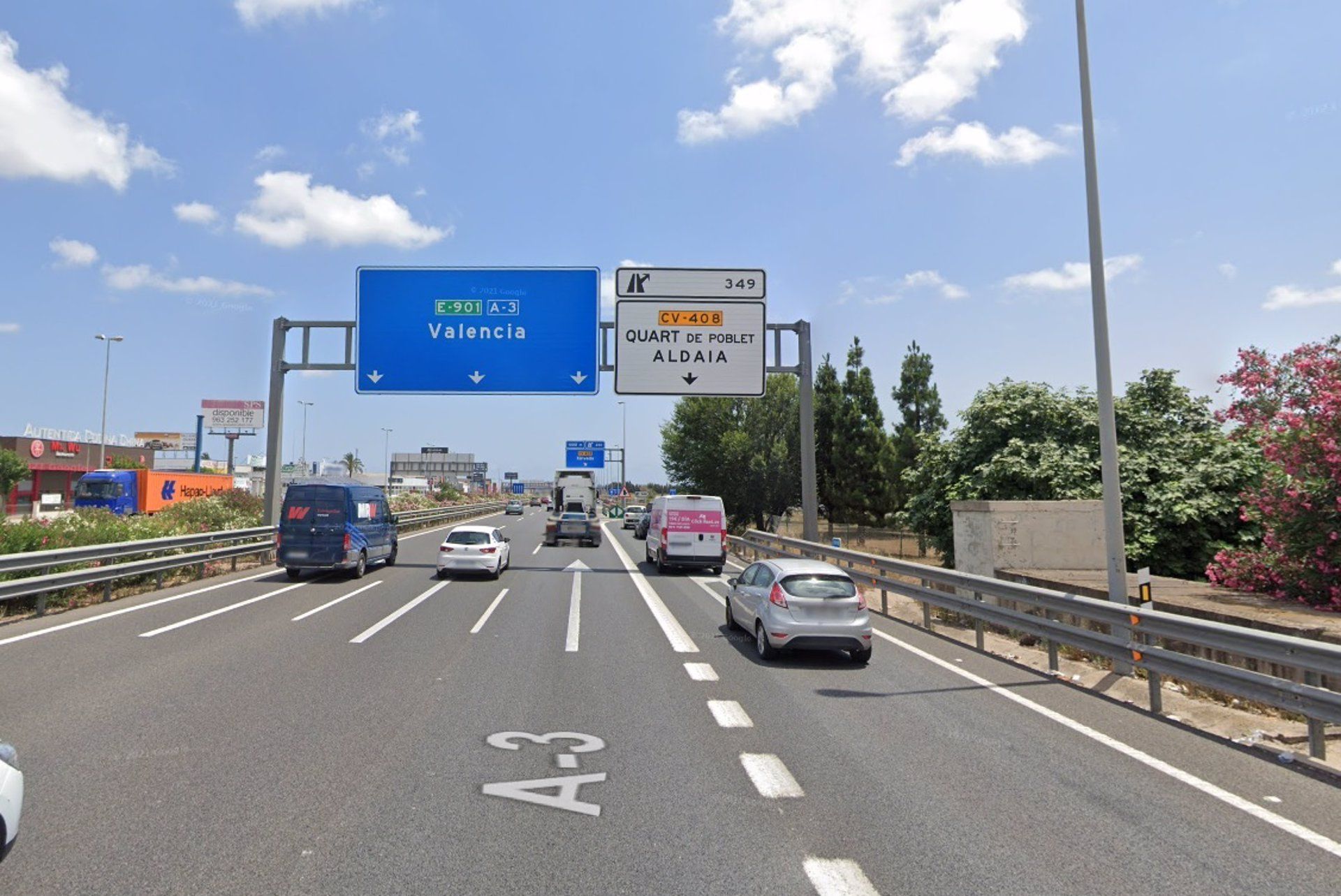 Autovía A-3 a su paso por Quart de Poblet