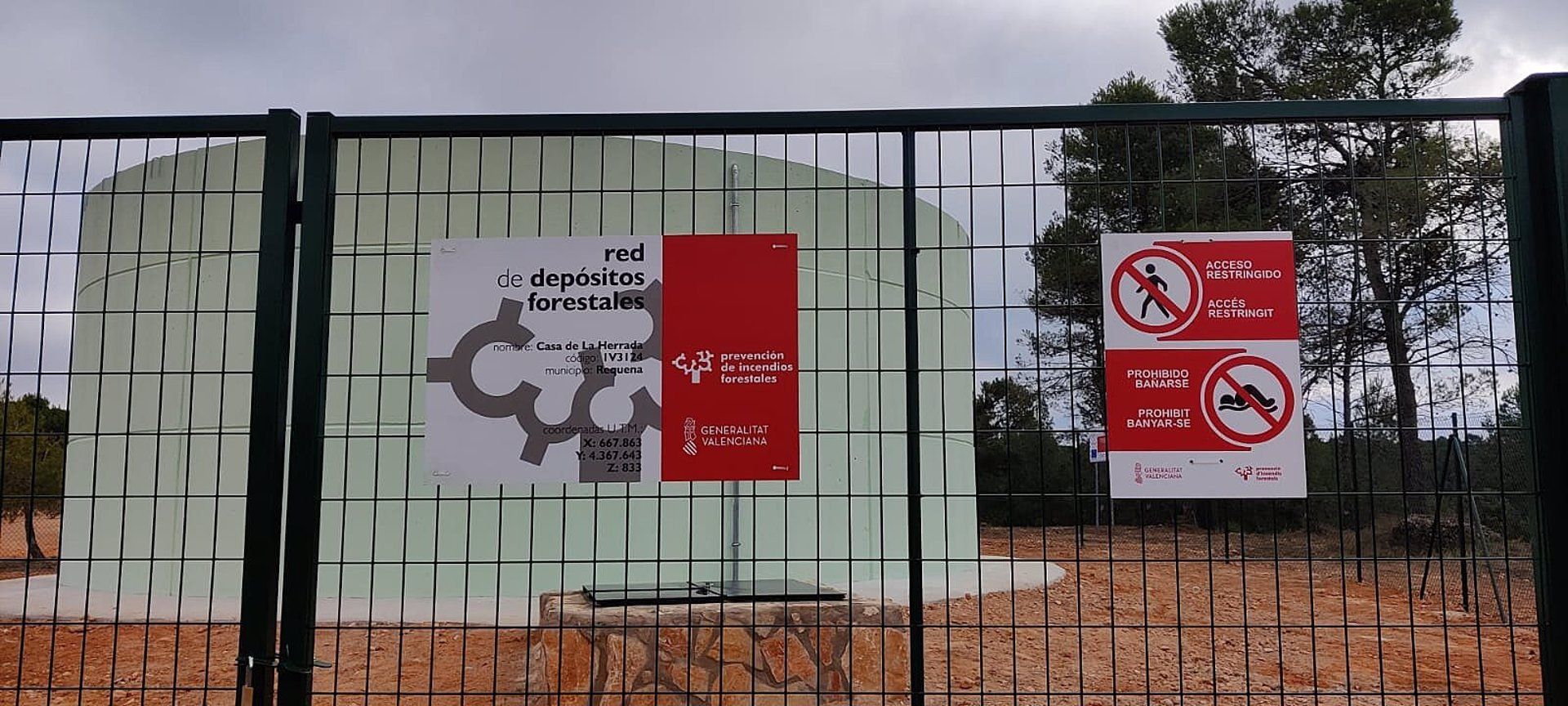 Un dels depòsits d'aigua de la xarxa de prevenció d'incendis