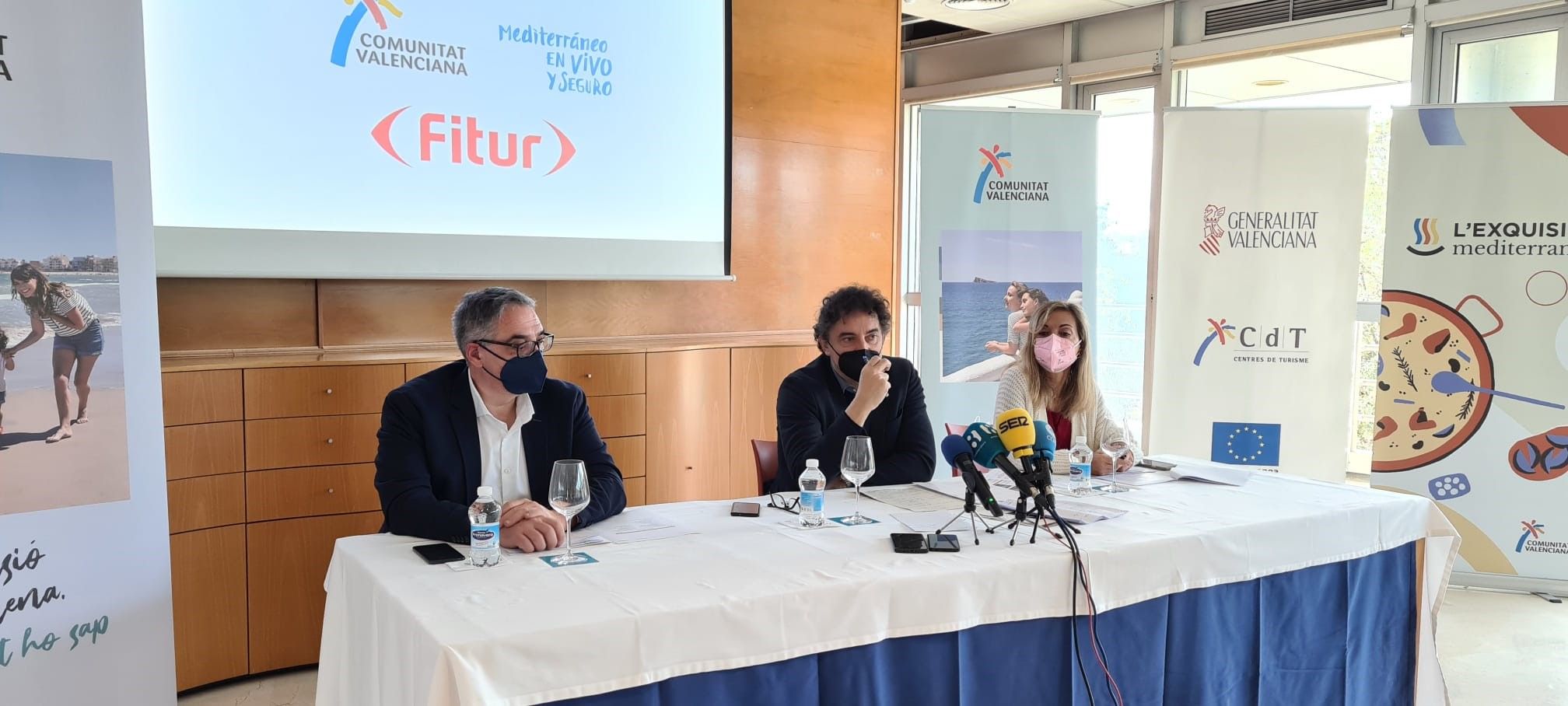 El secretario autonómico de Turisme, Francesc Colomer, durante la presentación del estand de Fitur 2022 de la Comunitat Valenciana