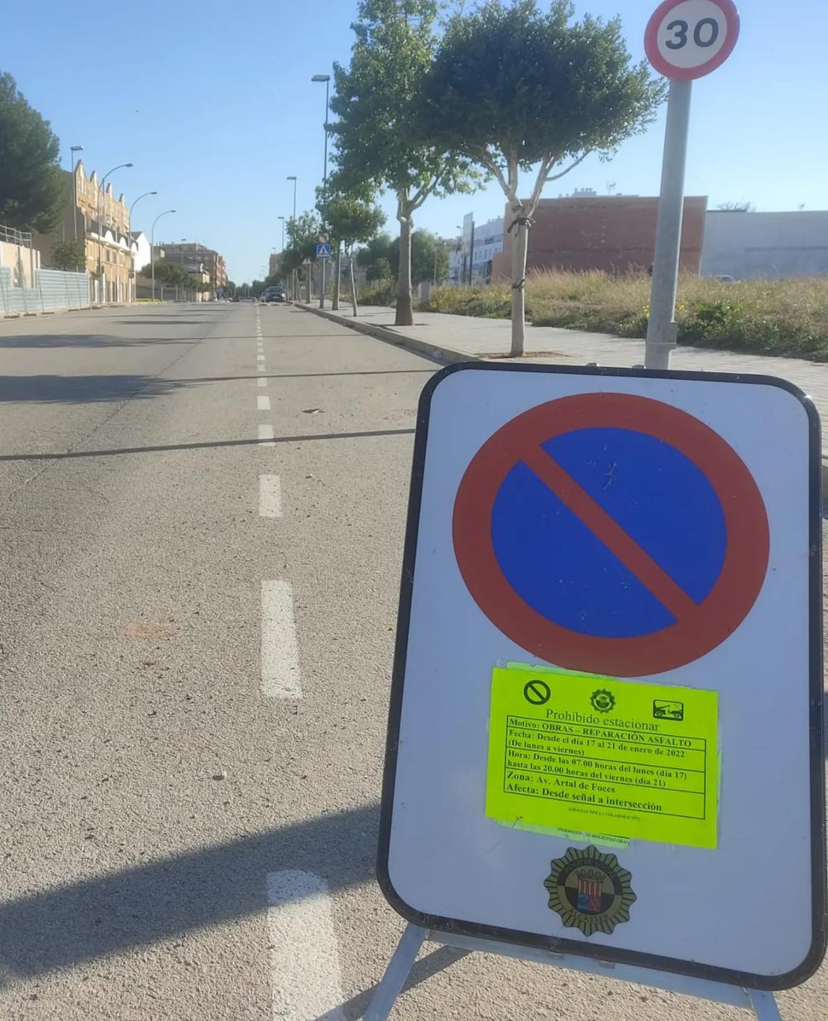 Obras avenida Artal de Foces de Alcàsser