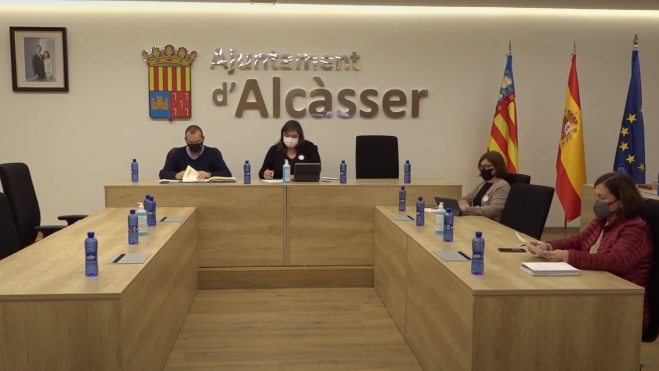 Imagen del Pleno de Alcàsser de diciembre 2021 cuando el PP abandonó la sala