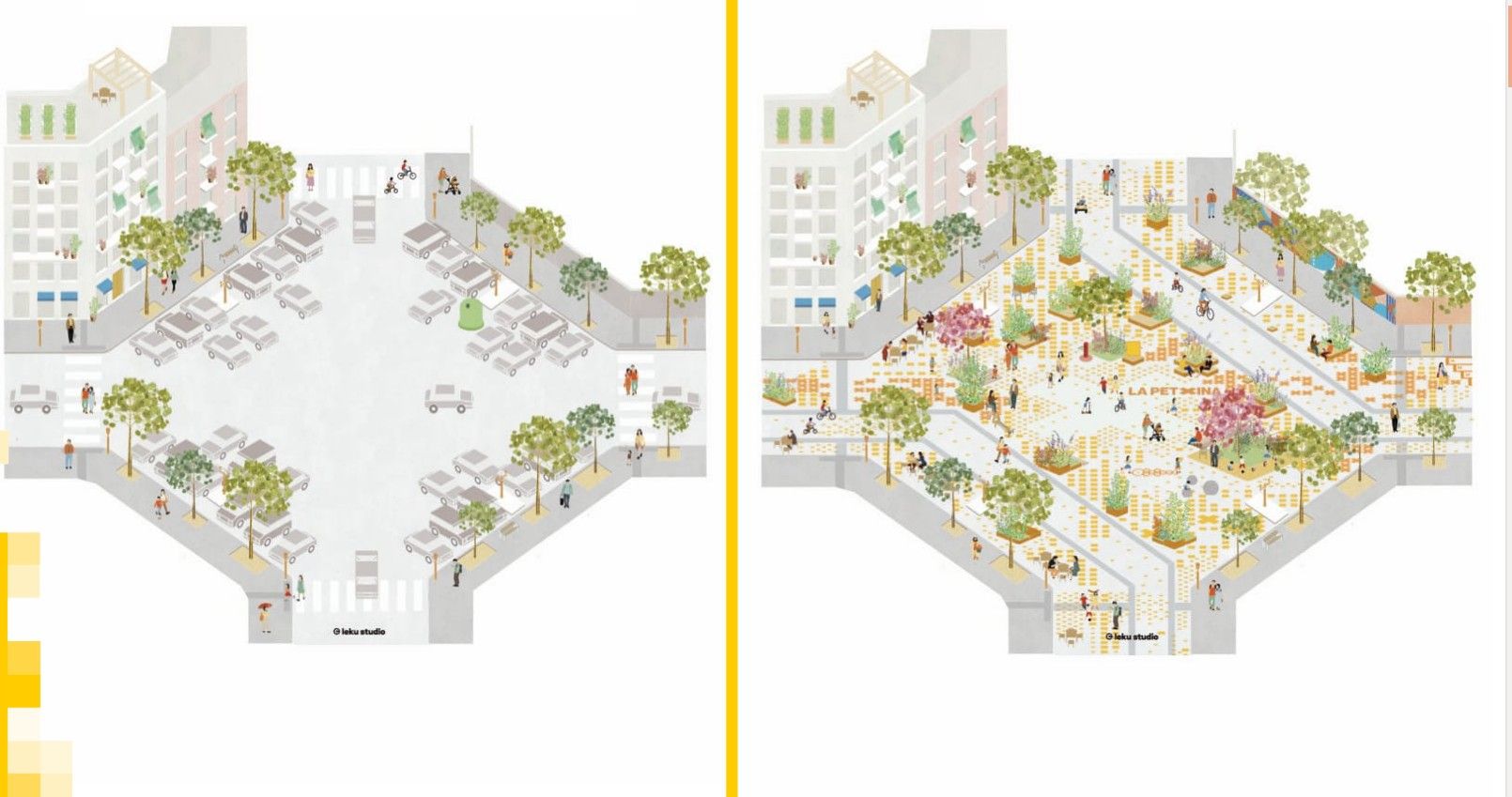 Supermanzana en el barrio de la Petxina, antes y después