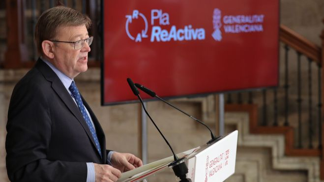 El president Ximo Puig durant la presentació del Pla Reactiva