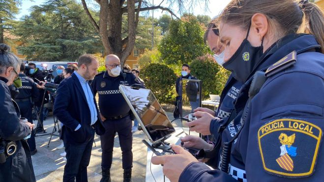 Prueba del dron por parte de la Policía Local