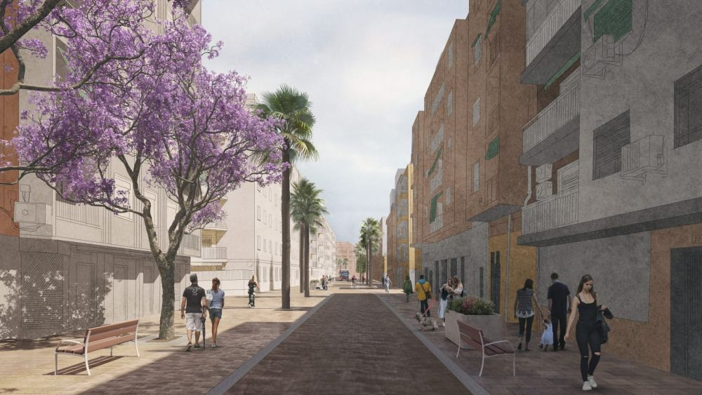 Proyección de cómo quedará la avenida Malvarrosa Proyección de cómo quedará la avenida Malvarrosa