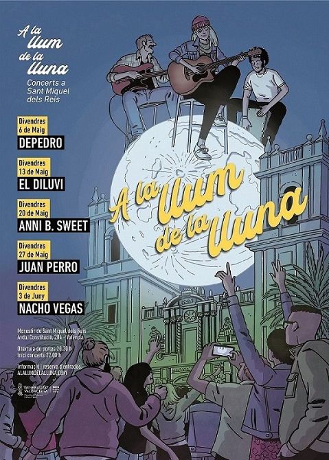 Cartel del ciclo de conciertos "A la llum de la lluna" en el Monasterio de Sant Miquel dels Reis
