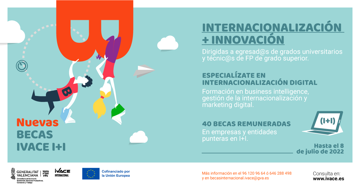 Cartel informativo sobre las becas de internalización del Ivace