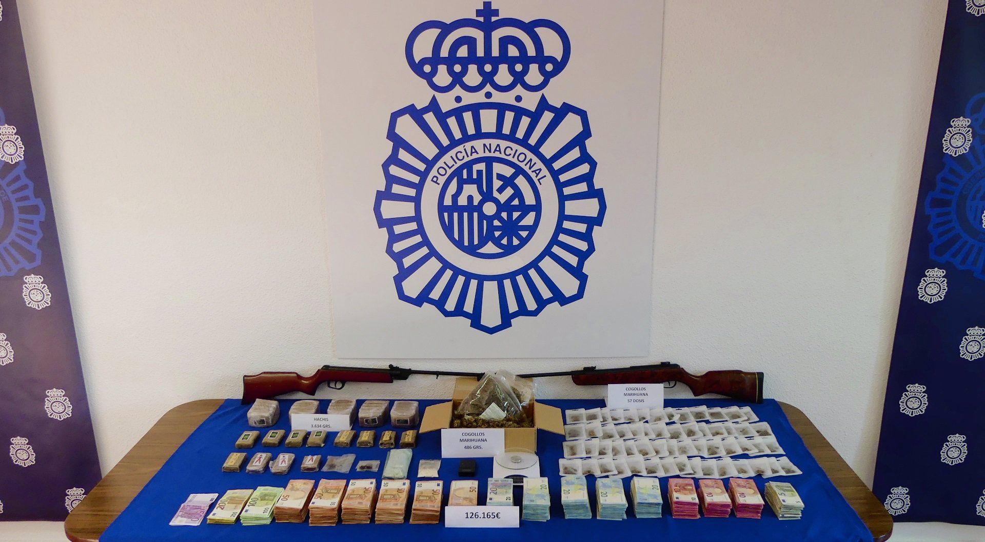 La Policía Nacional requisa drogas y dinero