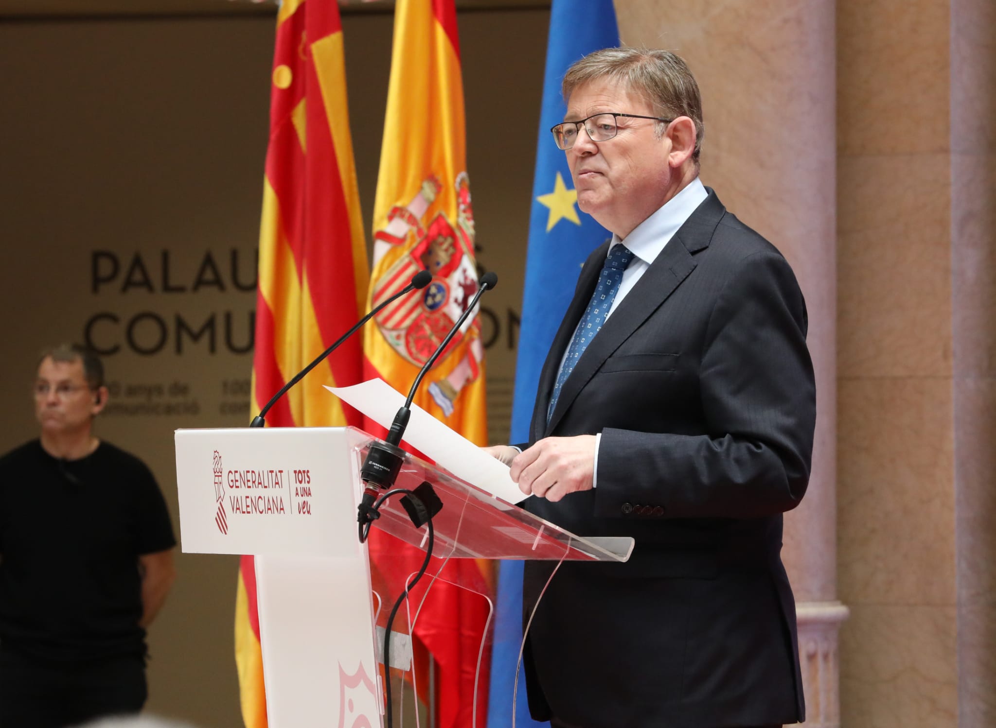El president Ximo Puig durante el acto institucional del 40 aniversario de l’Estatut d’Autonomia en el Palau de les Comunicacions