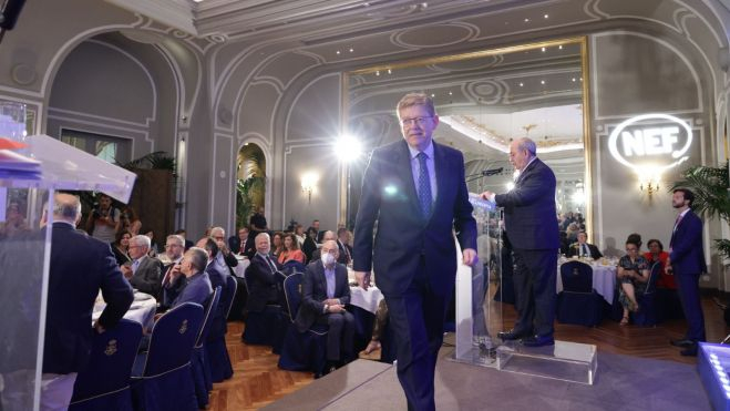 El president de la Generalitat, Ximo Puig, en el desdejuni informatiu Fórum Europa