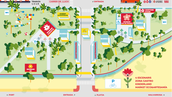 Mapa del festival Mar i jazz Cabanyal
