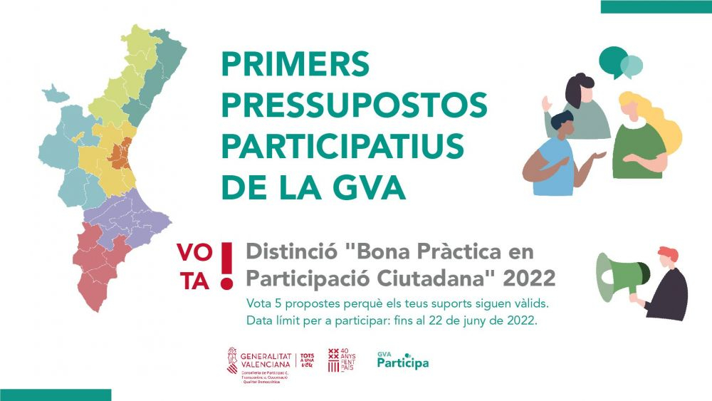 Cartel del reconocimiento obtenido por los presupuestos participativos de la Generalitat