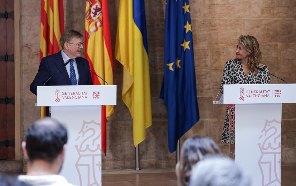 Ximo Puig, President de la Generalitat Valenciana, y Raquel Sánchez, Ministra de Transportes, Movilidad y Agenda Urbana