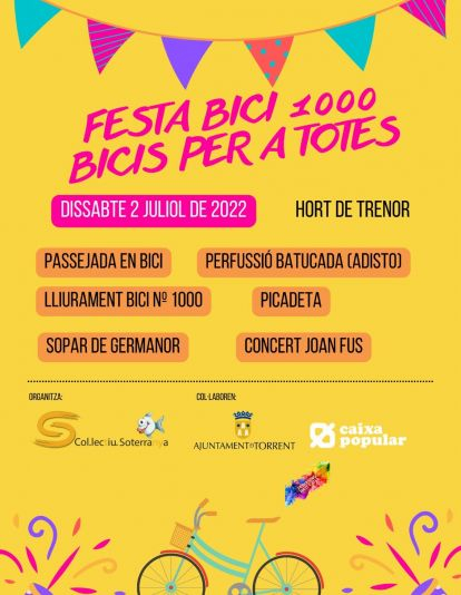 Cartel de la fiesta de conmemoración de 'Bicis para todas', un proyecto de Soterranya