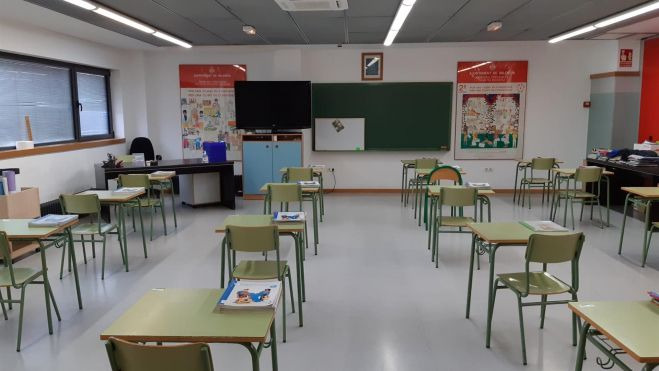 Un aula de un colegio de València