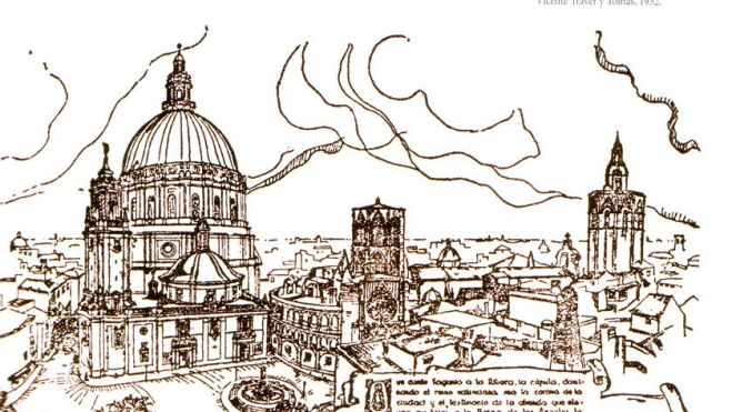 Esbós de la construcció de una gran cúpula a la basilica de València