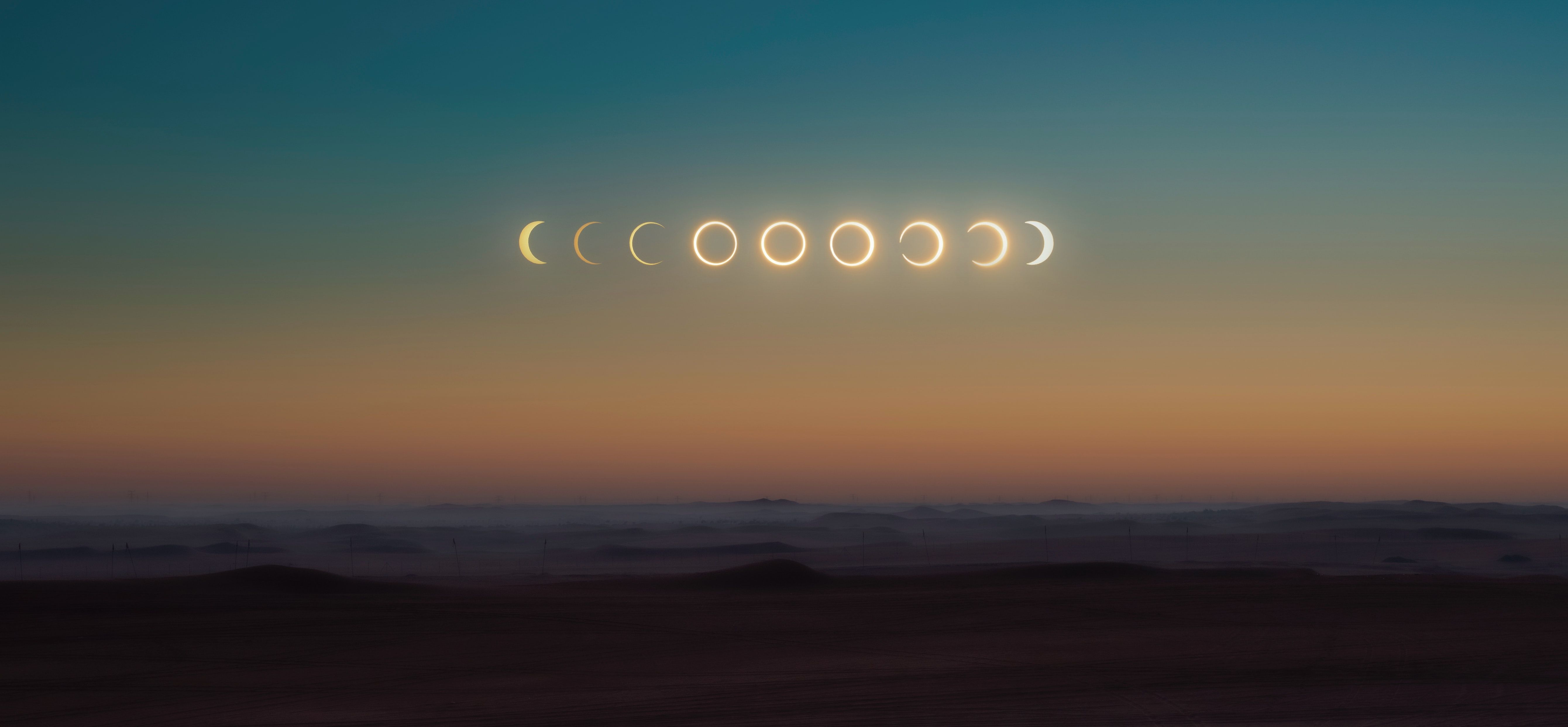 Fases de un eclipse de sol. Imagen de Abed Ismail