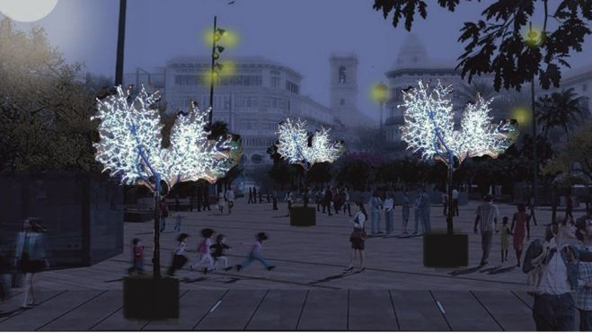 Simulació llums de Nadal a la plaça de la Reina