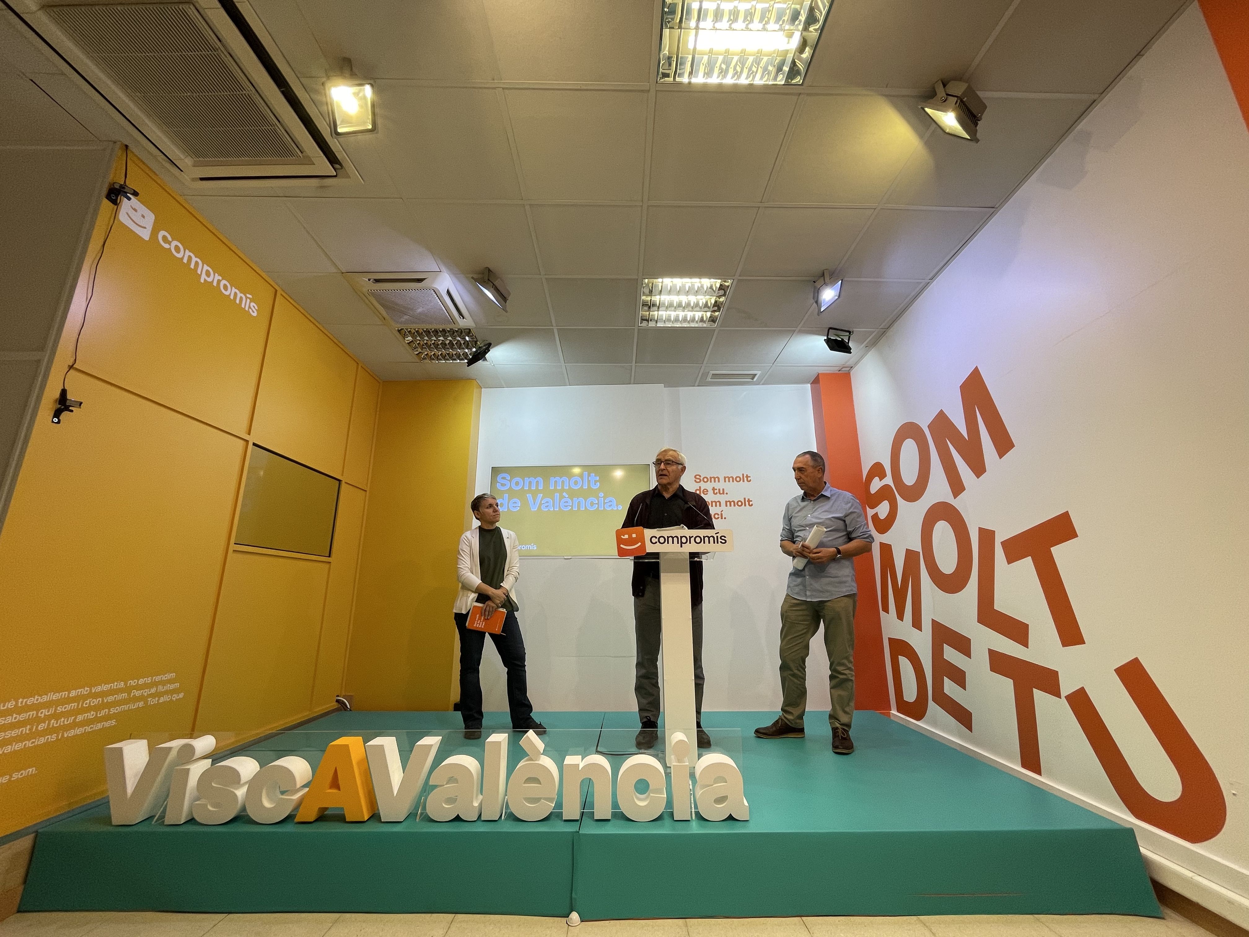 Joan Ribó, Joan Baldoví y Papi Robles comparencen en rueda de prensa