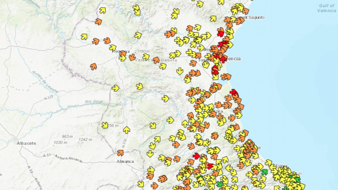 Dirección de las rachas de viento en la provincia de València Dirección de las rachas de viento en la provincia de València
