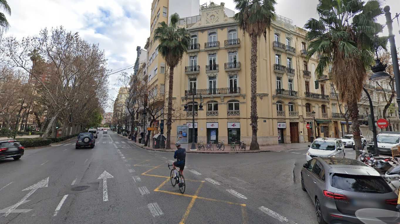 Cruce entre la avenida Marqués del Turia y la calle Císcar de València