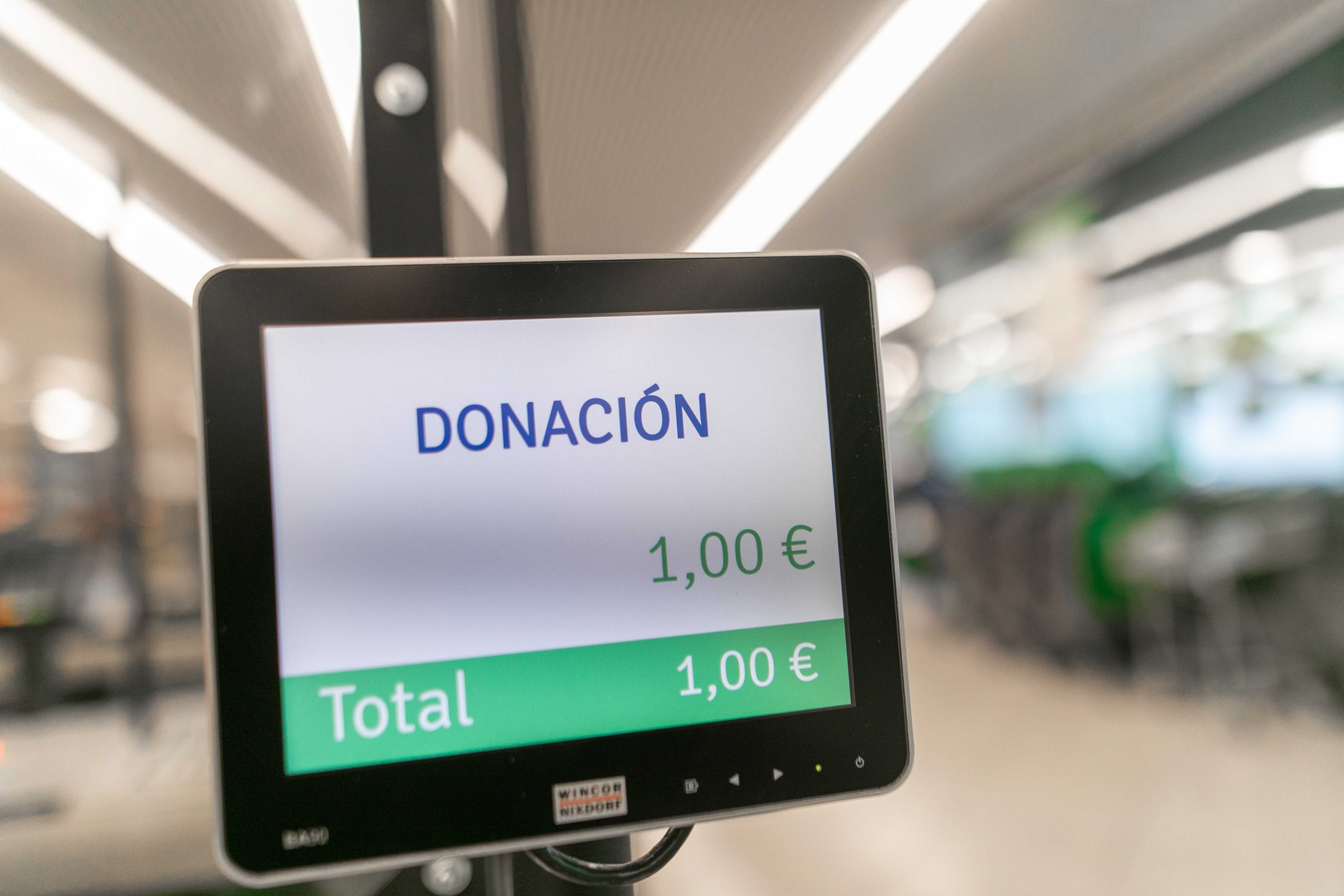 Donació en un caixa de Mercadona