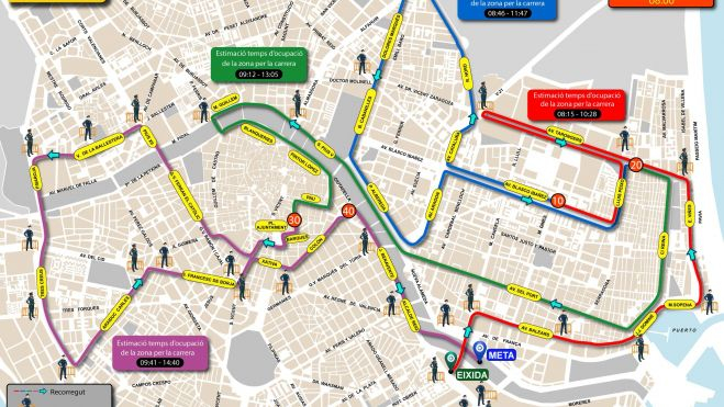Talls de trànsit en el recorregut de la Marató València 2022