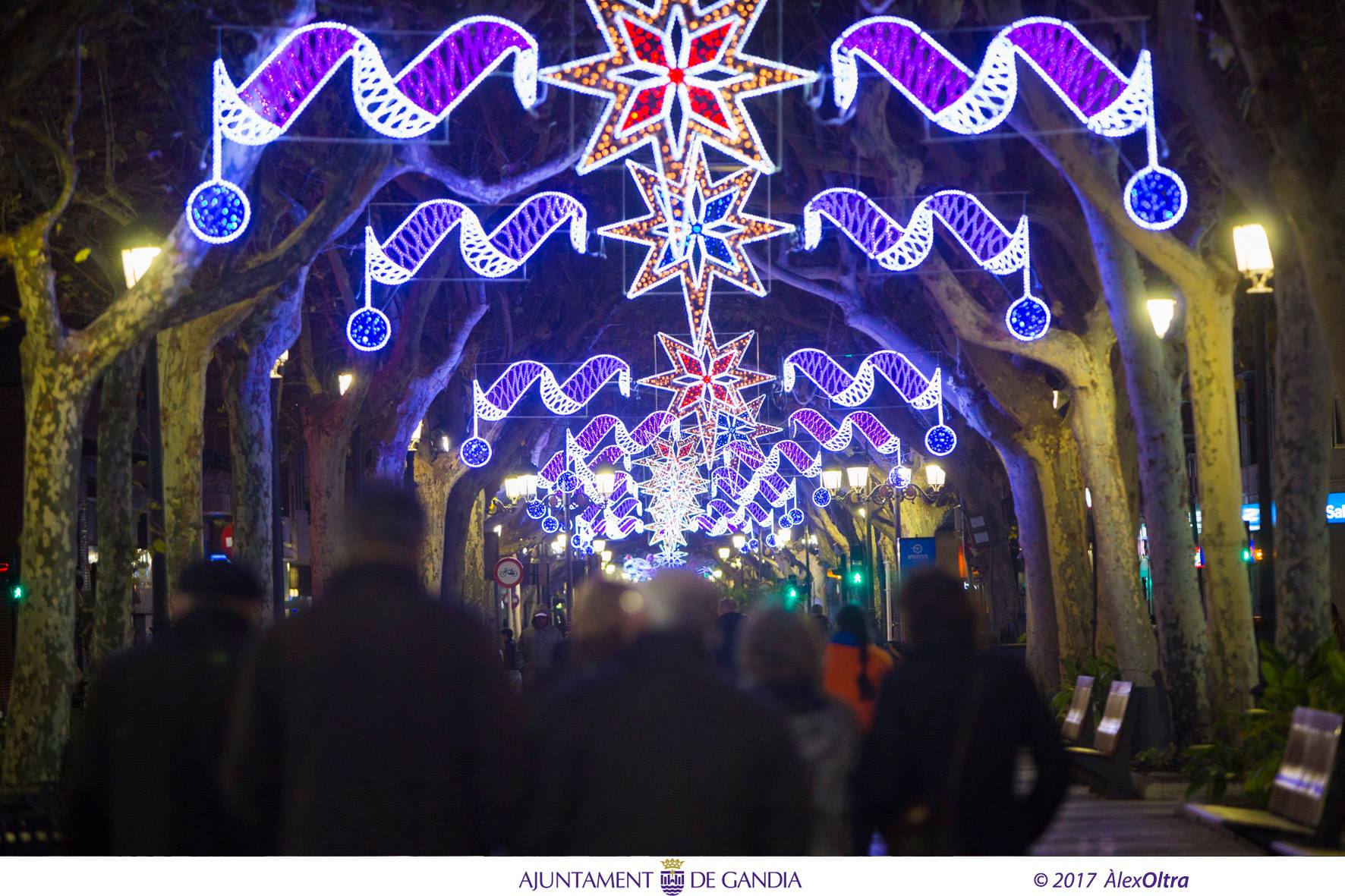 Luces de Navidad de Gandia. Imagen de Àlex Oltra