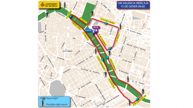 Recorrido de la 10K de València Recorrido de la 10K de València