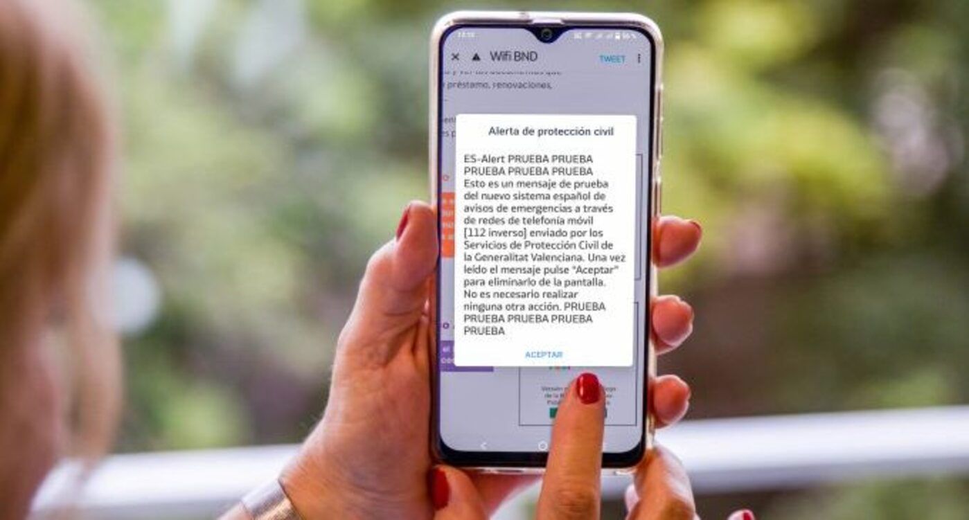Un mensaje de alerta en un dispositivo móvil