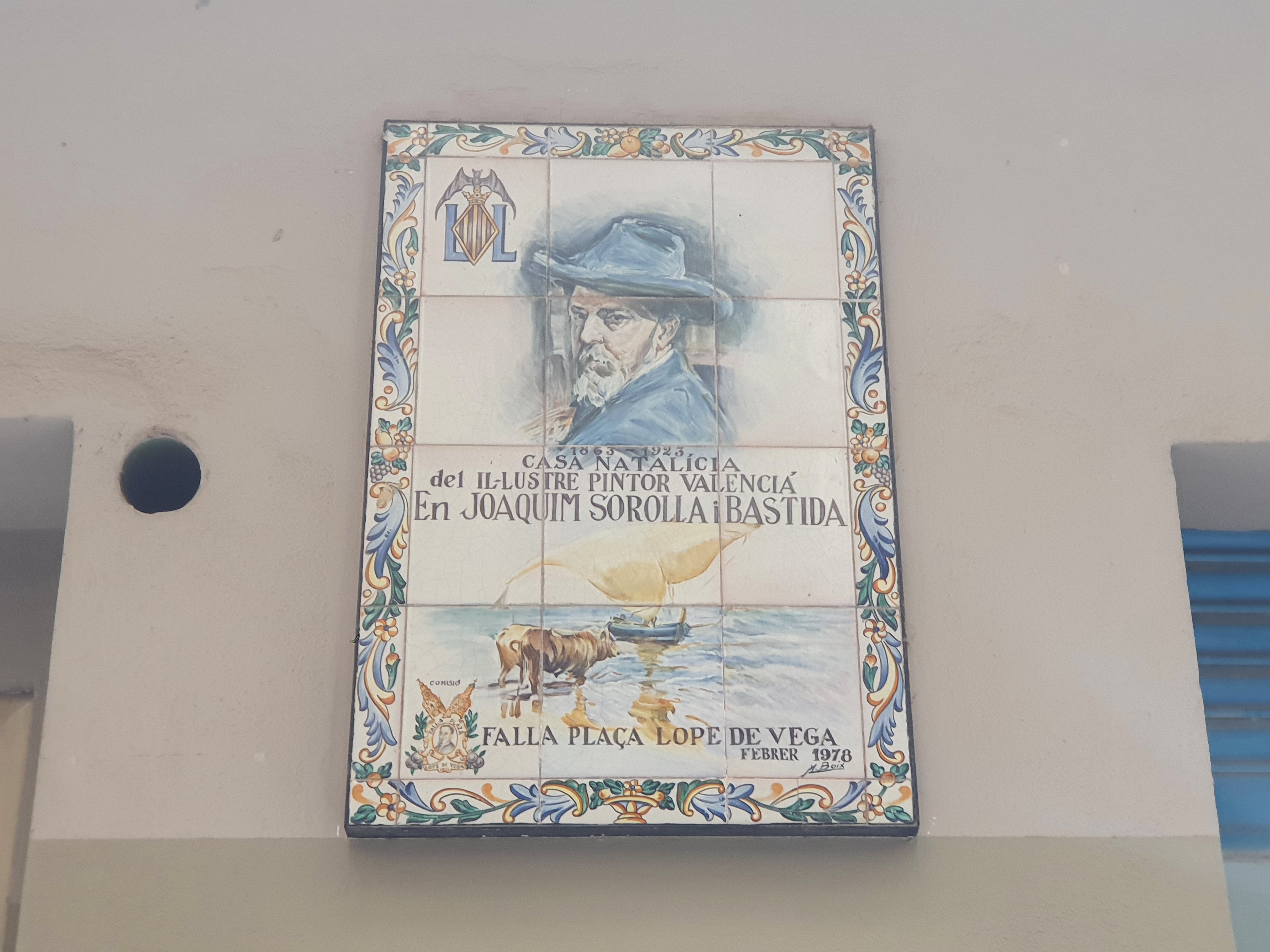 Fachada de la Plaza de la casa natalicia de Joaquín Sorolla 