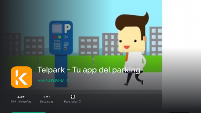 Captura de la aplicación Telpark