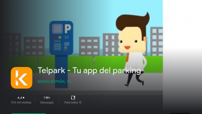 Captura de la aplicación Telpark Captura de la aplicación Telpark