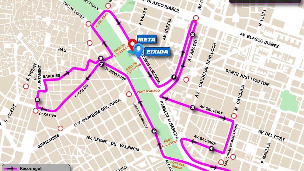 Calles cortadas en València por la 10K Femenina
