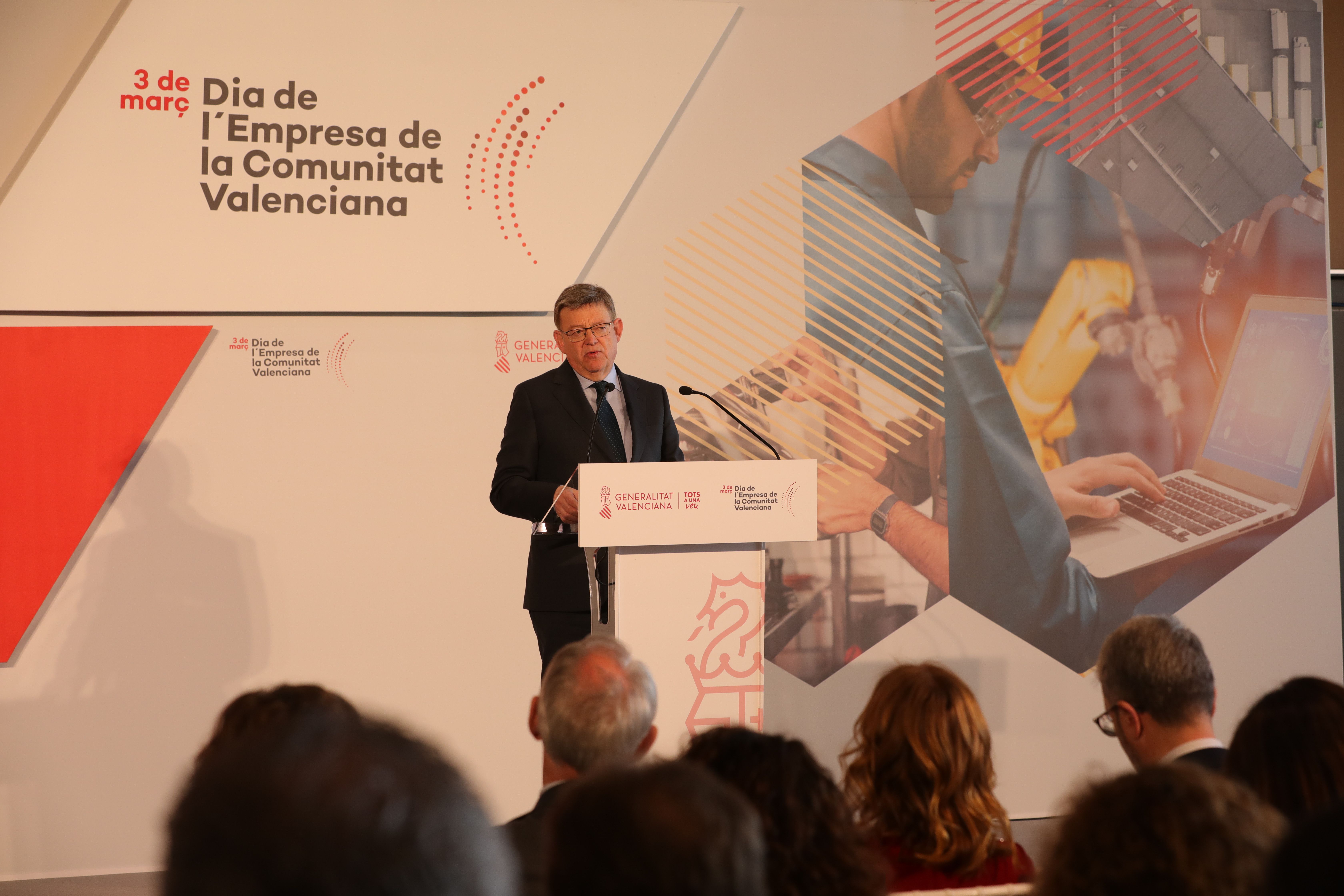 Ximo Puig, president de la Generalitat, en l'acte de celebració del Dia de l'Empresa de la Comunitat Valenciana