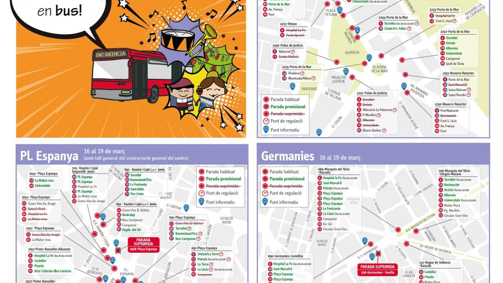 Dispositivo de la EMT de València durante las Fallas 2023